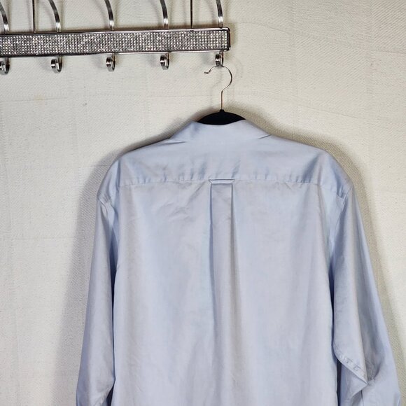 Stafford Light Blue Cotton Poly LS Micro Pinpoint Oxford Dress Shirt Sz 17 32-33 - Picture 9 of 16